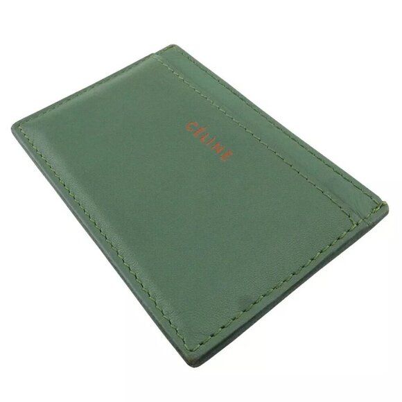 CELINE Card Case Logo Orange Leather Authentic USED - Picture 14 of 16